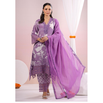 kurta set with duppatta violet