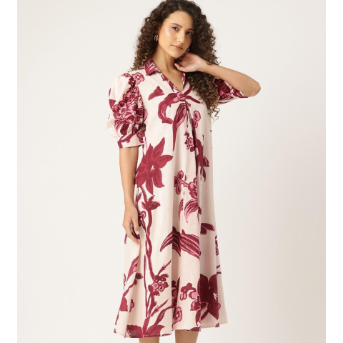 women floral midi dress