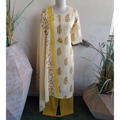 women floral print kurta set blue